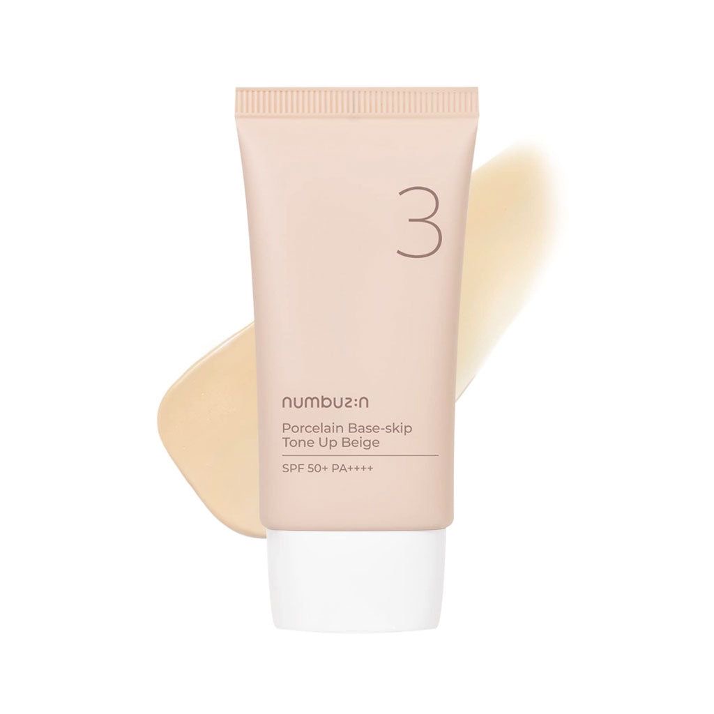 ضدآفتاب تون آپ بژ نامبوزین شماره ۳  numbuzin No.3 Porcelain Base-skip Tone Up Beige SPF50+ PA++++